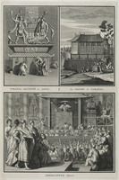 KG 11954
<br/>
Oost-Indië: Japanse Godheid Toranga, Pagode van Toranga en een Japanse prediker aan het woord.
<br/>
<em>Picart, Bernard (1673-1733)</em>